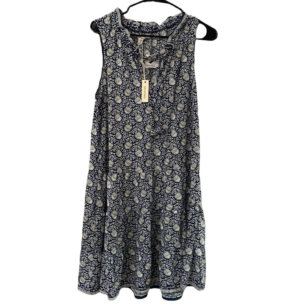 Max Studio Dress Sleeveless Tie Front Collar Sz M Tiered Ruffle Style New